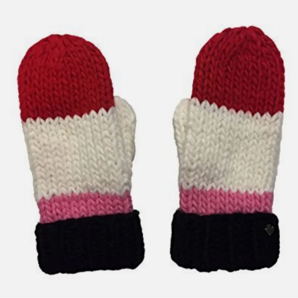 Kate Spade Chunky Knit Colorblock Mittens